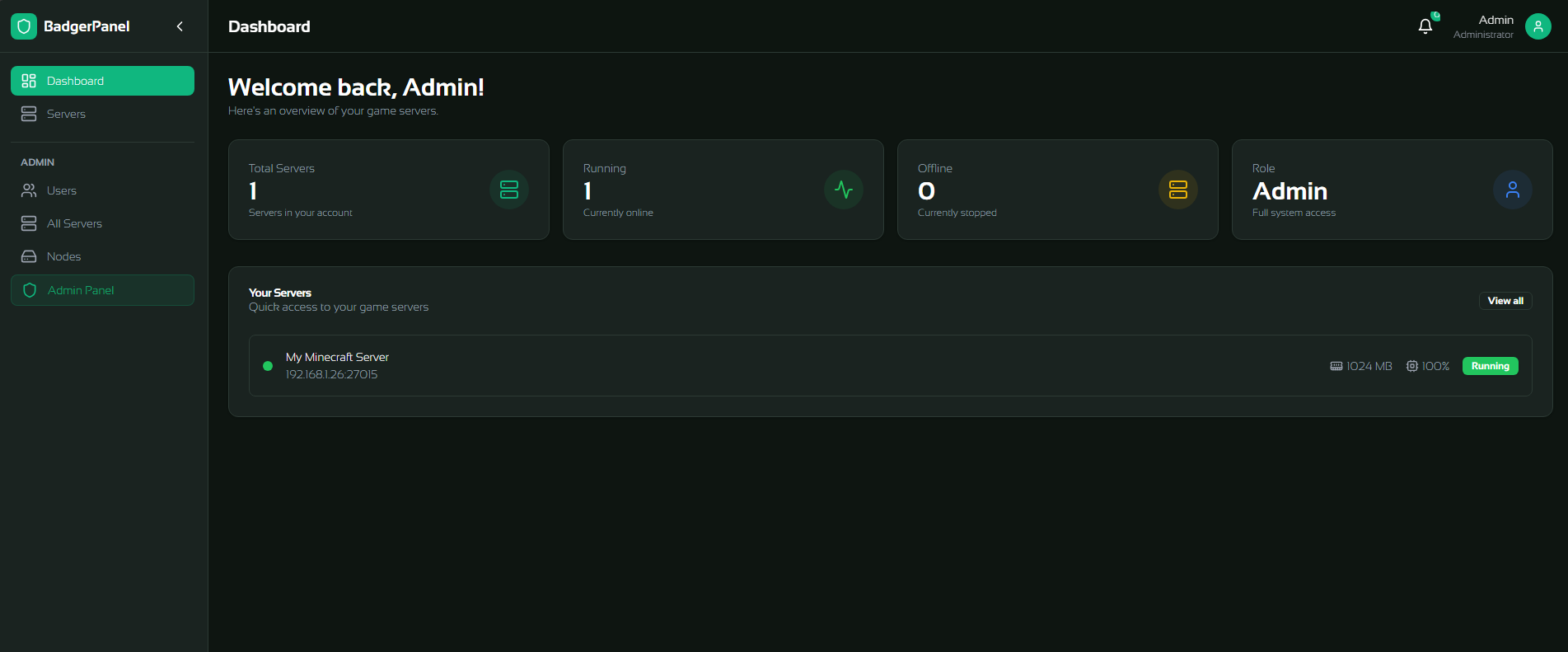 Dashboard - Green Theme