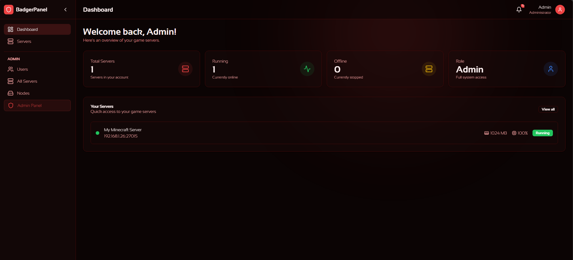 Dashboard - Red Theme